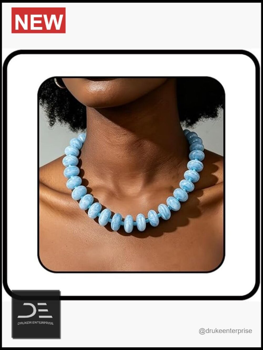 Chunky Beaded Choker Necklace Resin Acrylic Boho Statement Jewelry